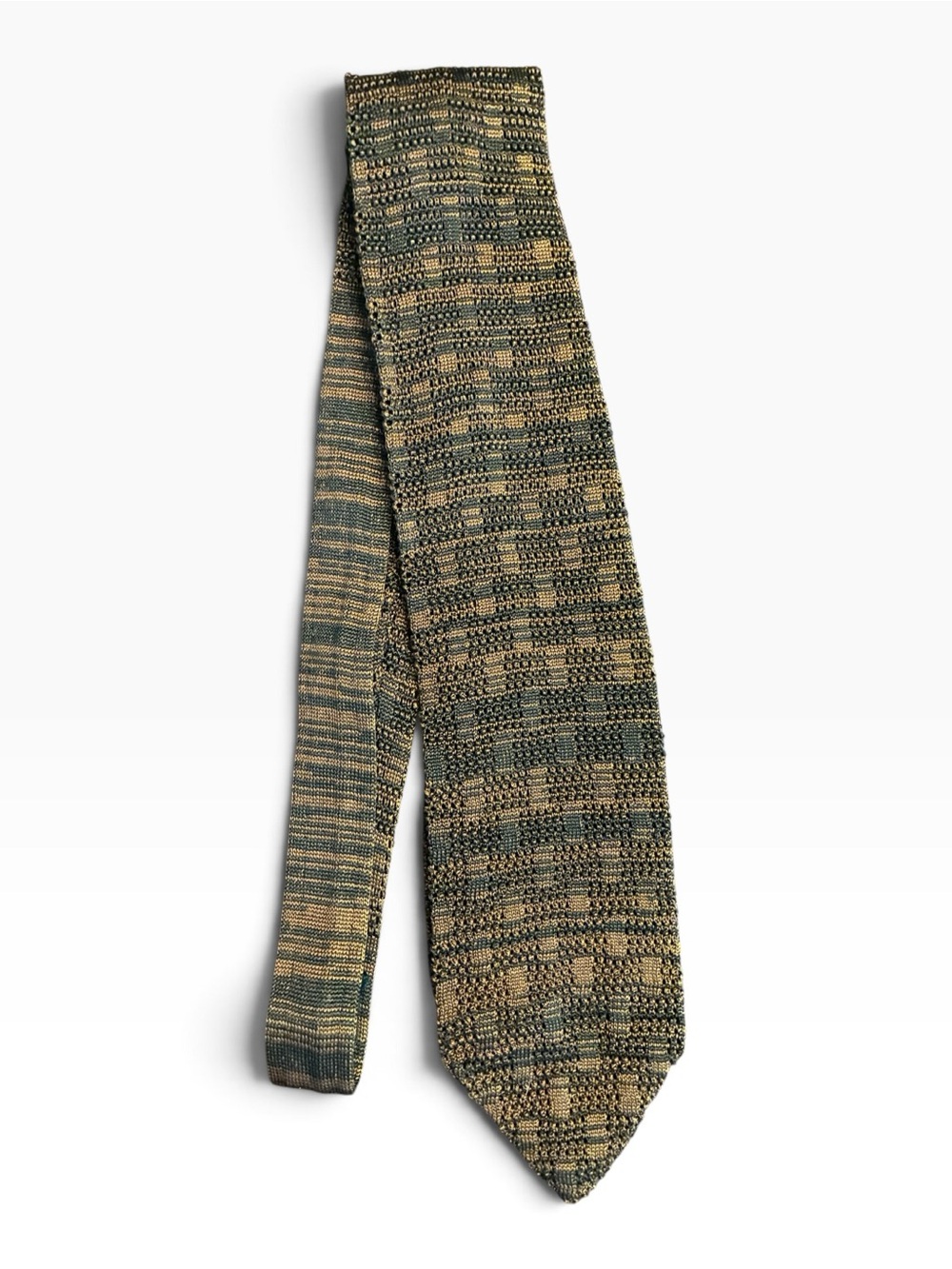 Barneys New York Silk Knit Tie Pointed Tip Made In Italy Brown Black